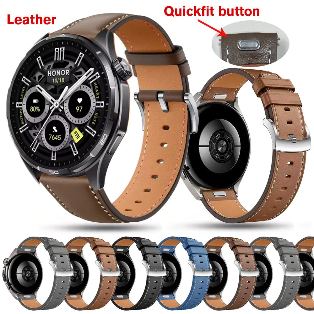 Кожаный ремешок для часов 22 мм для Honor Watch 6 Plus Браслеты для HONOR Watch 5 Ultra / GS 3 / GS Pro Кнопка Quickfit Браслет
