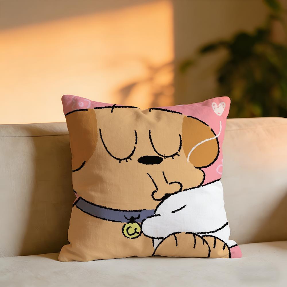 Cute Cat And Dog Cushion Cover Cozy Velvet Throw PillowSoft Warm Cushion For Sofa  Bed