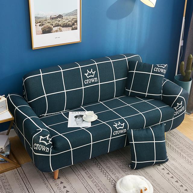 Plaid Stretch Spandex Sofa Couch Cover For Chaise Longue Living Room Home Decor Tight Wrap Elastic Shape Sofa