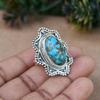 Кольцо с овальным драгоценным камнем из синей меди и бирюзы, серебряное кольцо 925 пробы, кольцо в стиле бохо, подарок для нее, эффектное кольцо, дизайнерское кольцо, женское кольцо