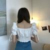 Блузки женские летние однотонные ретро повязки дизайн тонкий сексуальный укороченный топ популярная мода корейский стиль женские элегантные новые студенческие Ins