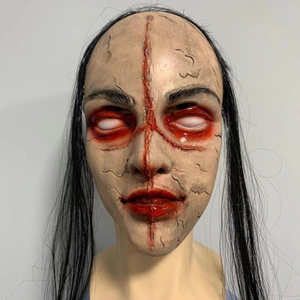 Halloween Horror Mask Ghost Festival Face Scary Spooky Haunted House Dress Up Props Cosplay Chastity Pen Fairy Headgear
