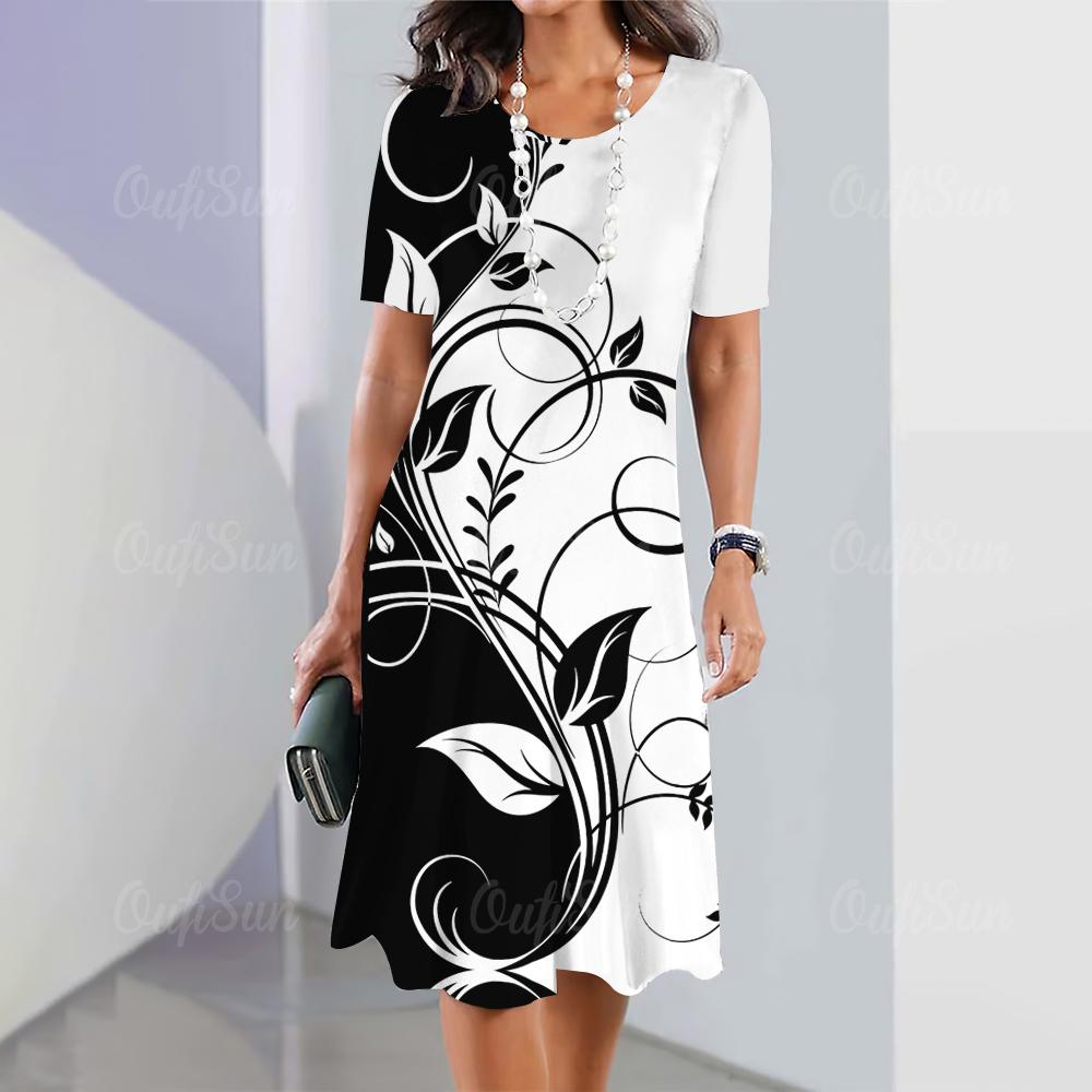 Новые женские платья с принтом бабочек и цветов, элегантные платья миди, летнее цельное платье больших размеров для женщин