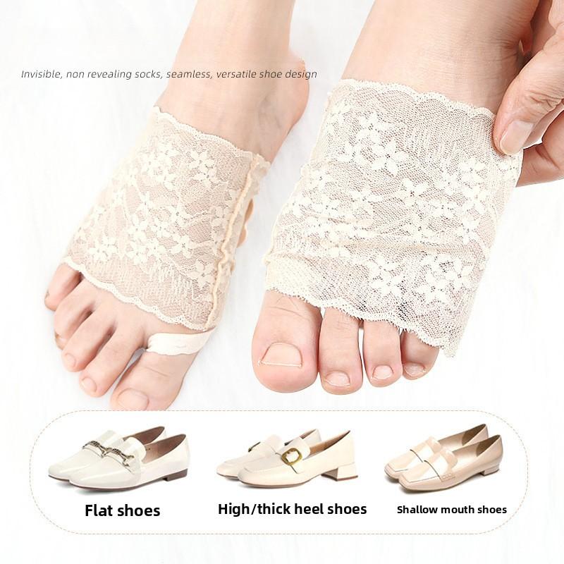 Летние тапочки кружевные полуноски передняя часть стопы с разделенным пальцем гуманоидная губчатая стелька медленное давление противоскользящие лоферы невидимая полупальцевая