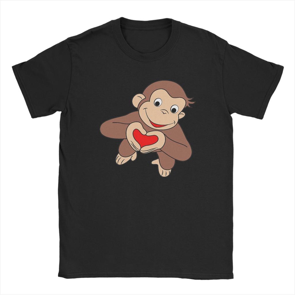 Cartoon Banana Cute Brown Monkey T Shirt Cotton Fun T-Shirts Crewneck Curious George Tees Short Sleeve Clothes Plus Size