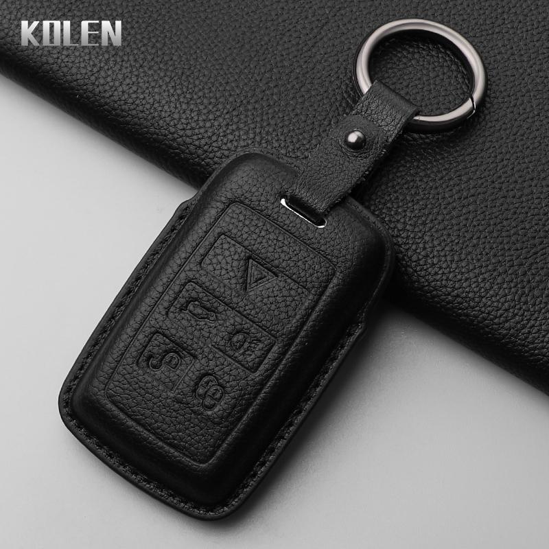 Leather Car Key Case Cover Shell for Land Rover Range Rover Sport Evoque Velar Discovery Jaguar XE XF E-Pace F-Pace XJ Keychain