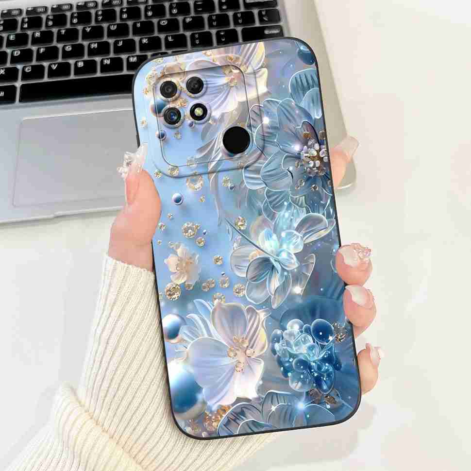 Чехол для Realme Narzo 50A RMX3430 Цветы Мягкий Силиконовый Чехол для Oppo Realme Narzo50a 6.51" Модный Защитный Чехол