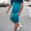 2Pcs Ombre Men's Summer Set - Comfy Cotton Crew Neck Tee & Adjustable Drawstring Shorts - Versatile Loungewear for Daily Wear