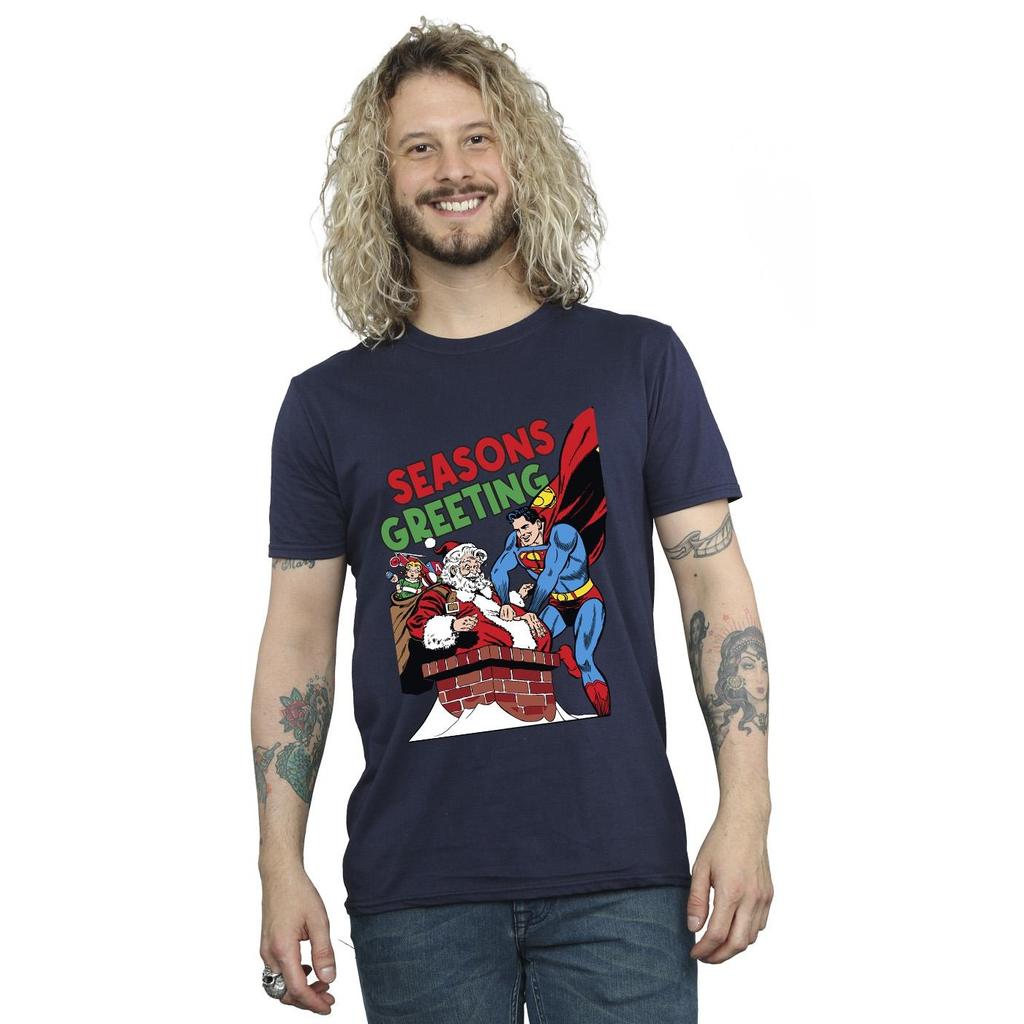 DC Comics Mens Superman Santa Comic T-Shirt