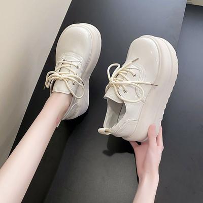 Осенние новые кожаные туфли Bread с круглым носком, женские весенние черные туфли в британском стиле с толстой подошвой и увеличенной шнуровкой