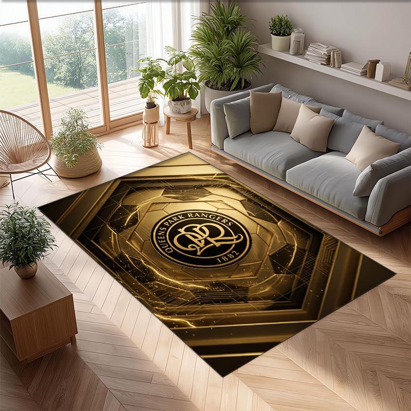 Queens Park Rangers Football Print Crystal Velvet Rug, Comfortable Water Absorbent Non Slip Indoor Floor Carpet