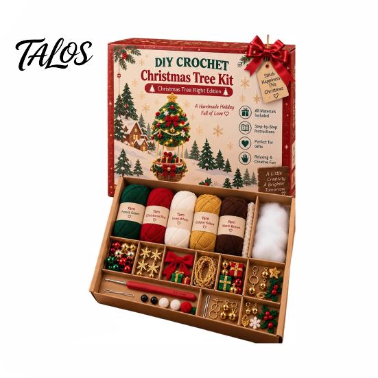 All in One Crochet Material Pack Christmas Hot Air Balloon Kit, Hanging Ornament DIY Relaxing Handicraft Hobby Set Festive Craft Kit for Adults,
