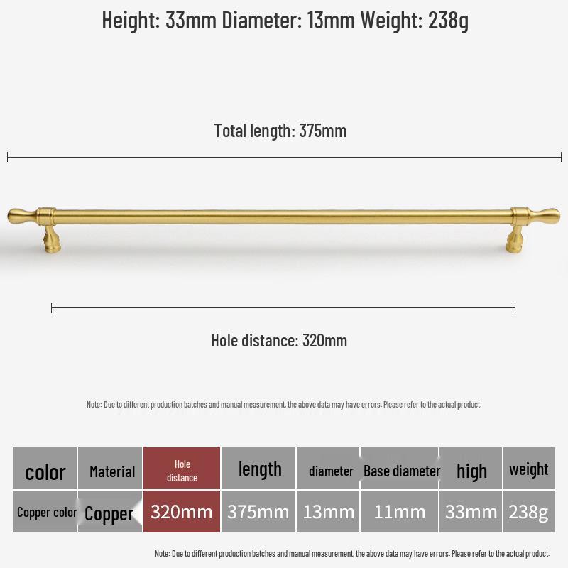 Solid Brass French Gold Cabinet Handle for Kitchen, Wardrobe, or Wine Cabinet