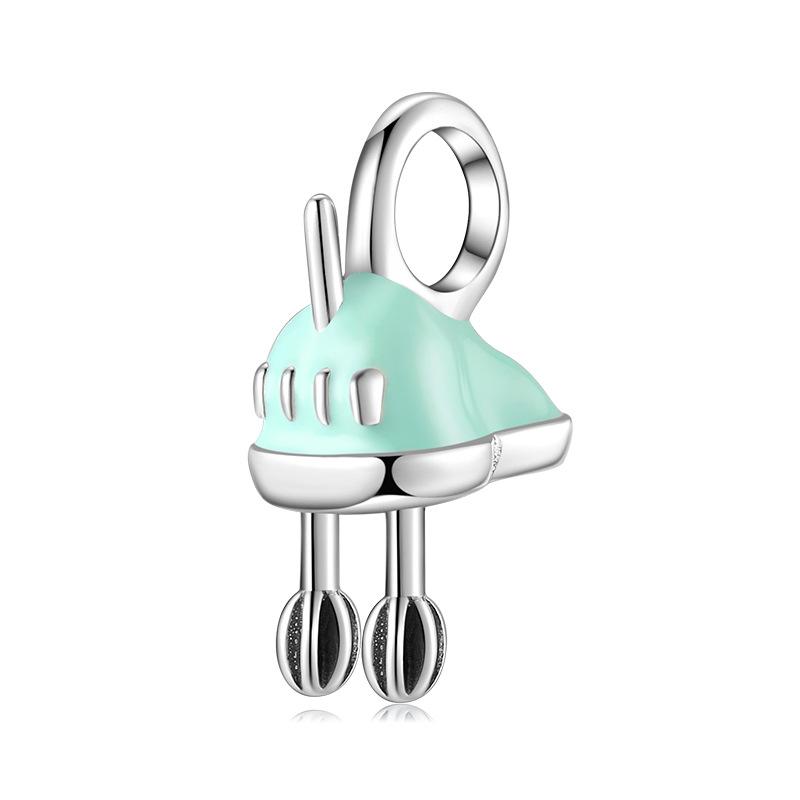 S925 Sterling Silver Beaded Pendant Egg Beater Bread Machine Kitchen Utensils Bracelet Diy Accessories Loose Beads