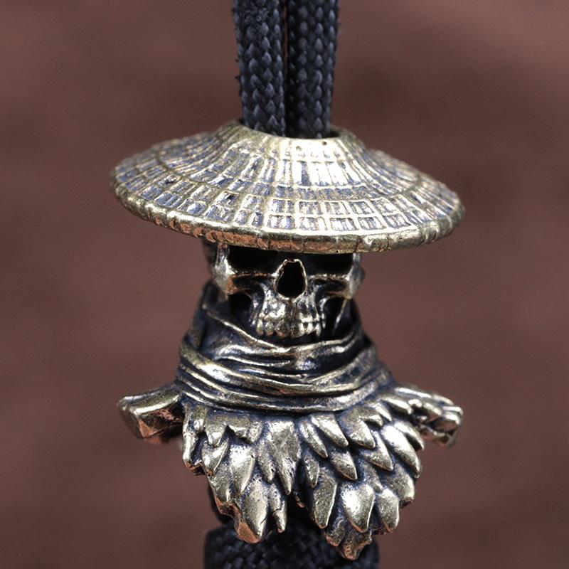 Skull Knight-errant Brass Knife Bead Punk EDC Outdoor DIY Paracord Woven Lanyard Pendant Retro Umbrella Rope Bracelets Accessory