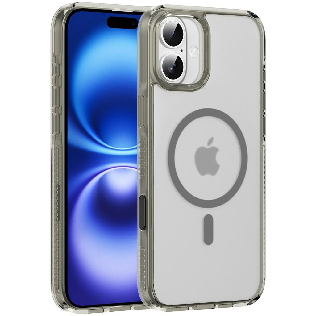 For iPhone 16 Case with Camera Touch Control Button PC + TPU Phone Cover Compatible with MagSafe - Transparent Blue