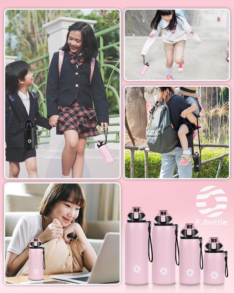 Кружка-бутылка FJbottle 600 мл с вакуумной изоляцией сохраняет напитки горячими или холодными, легко моется, широкое горлышко, бутылка из нержавеющей стали с чехлом и стильной щеткой для чистки