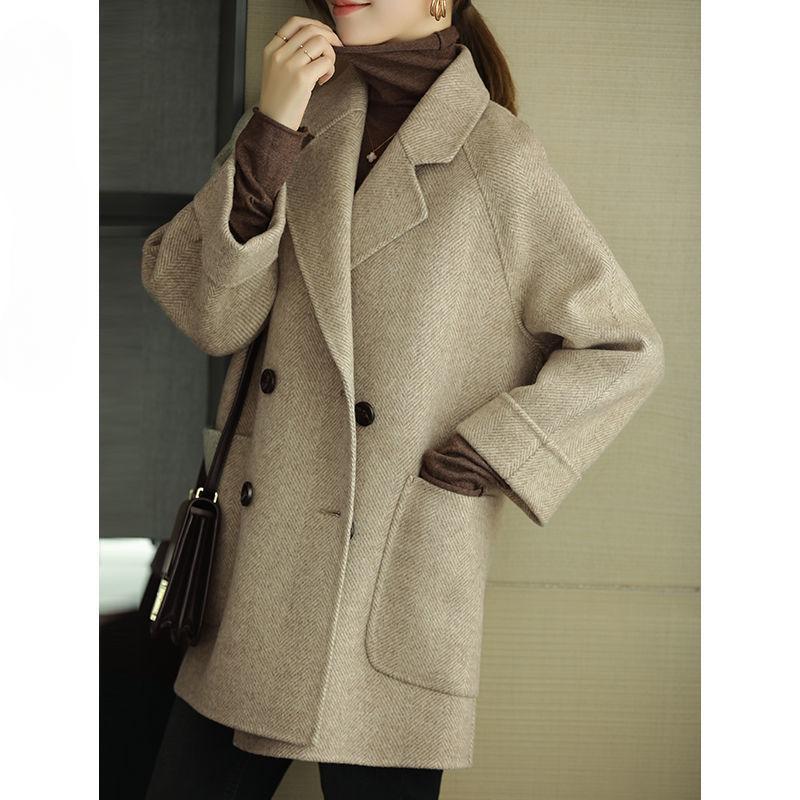 Premium Ribbed Woolen Overcoat for Women, Loose Fit To Accentuate Slimming Look In Spring Autumn Winter