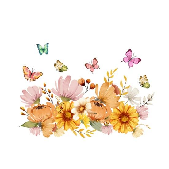 Красочные Цветочные Бабочки Наклейка на Туалет Съемная Самоклеящаяся Водонепроницаемая ПВХ Гостиная Стена Искусства Ванная Комната Крышка Унитаза Украшение Наклейка