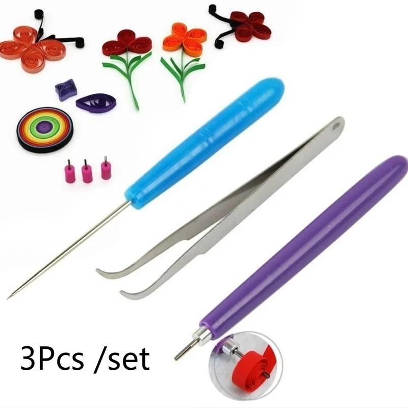 3 Piece Tweezers Feather Pen Needle Slot Pen Tool Kit DIY for Classroom Store Wedding Party Decoration Paper Tools