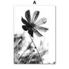 Black and White Flower Plant Picture Canvas Painting Wall Art Dandelion Butterfly Poster and Print for Modern Design Home Decor
