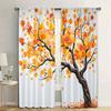 2Pcs, Window Curtains With Autumn Leaves - Versatile 100% Polyester, Suitable For Various Room Decor Without Electric Power
