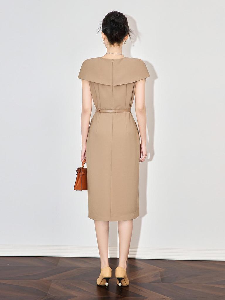 Платье-кейп во французском стиле: Короткий рукав, Приталенный силуэт, Легкая роскошь