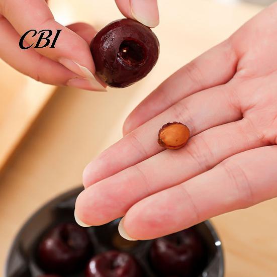 Leak Proof Reusable Container 7 Hole Cherry Pitter, Multifunctional Fruit Coring Tool for BPA-free Food Storage Olive, Manual Press Remover,
