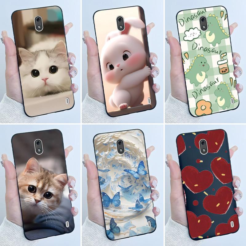Милый Чехол Для Nokia 2 / Nokia 2.2 / Nokia 2.1 Capa Печатный Корпус Защитная Крышка Мягкий Силикон Мультяшный Черный Корпус Fundas