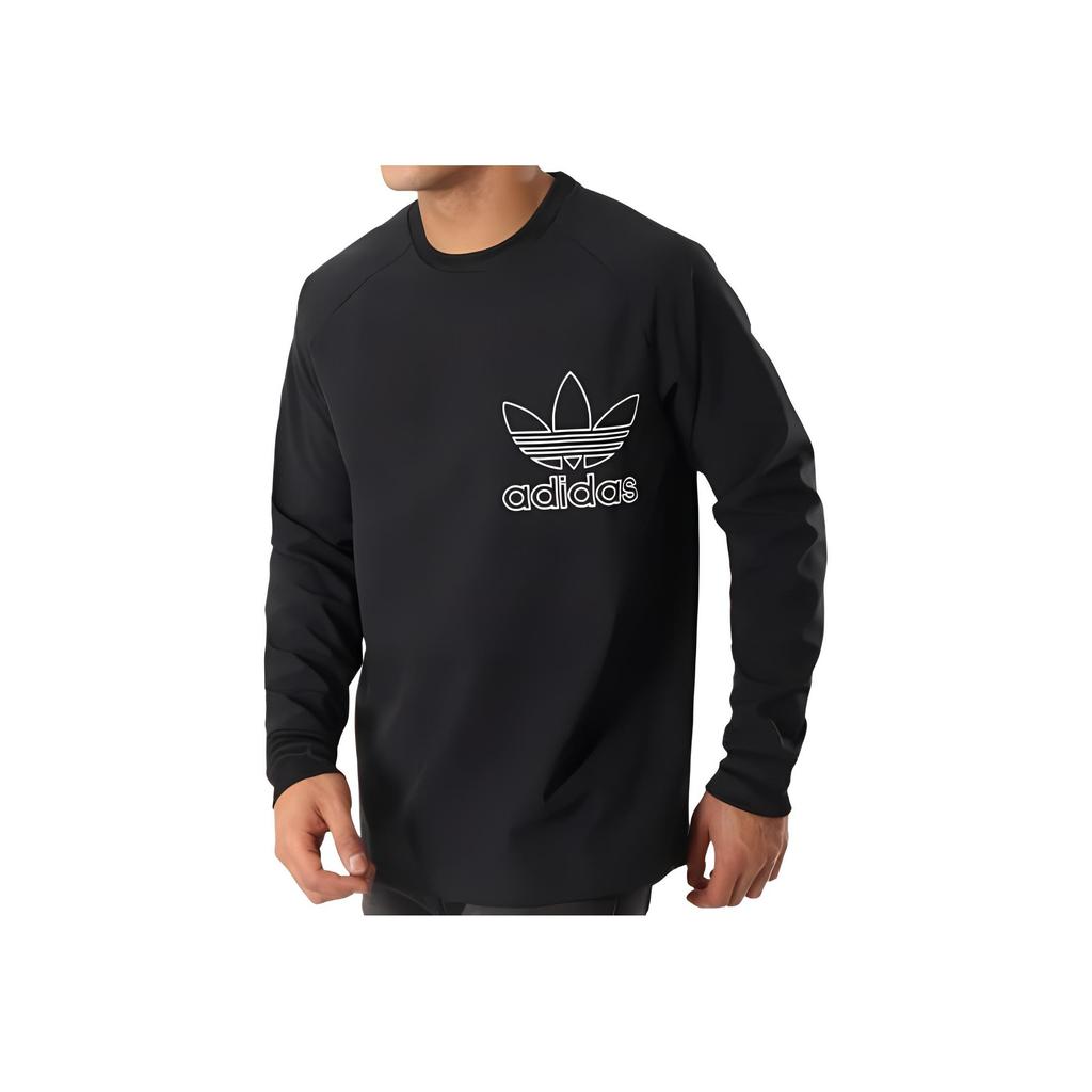 Adidas Originals Letter Logo Printed Crew Neck Pullover Long Sleeve Sweatshirt Men Sweatshirt Black DX3860
