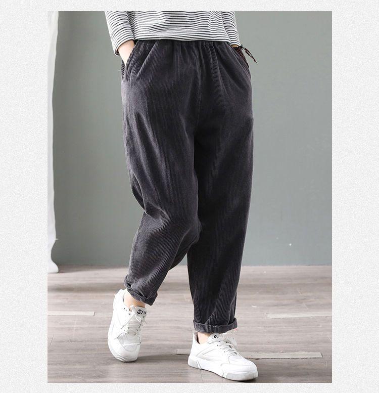 Женские теплые вельветовые брюки-гаремы большого размера на флисовой подкладке