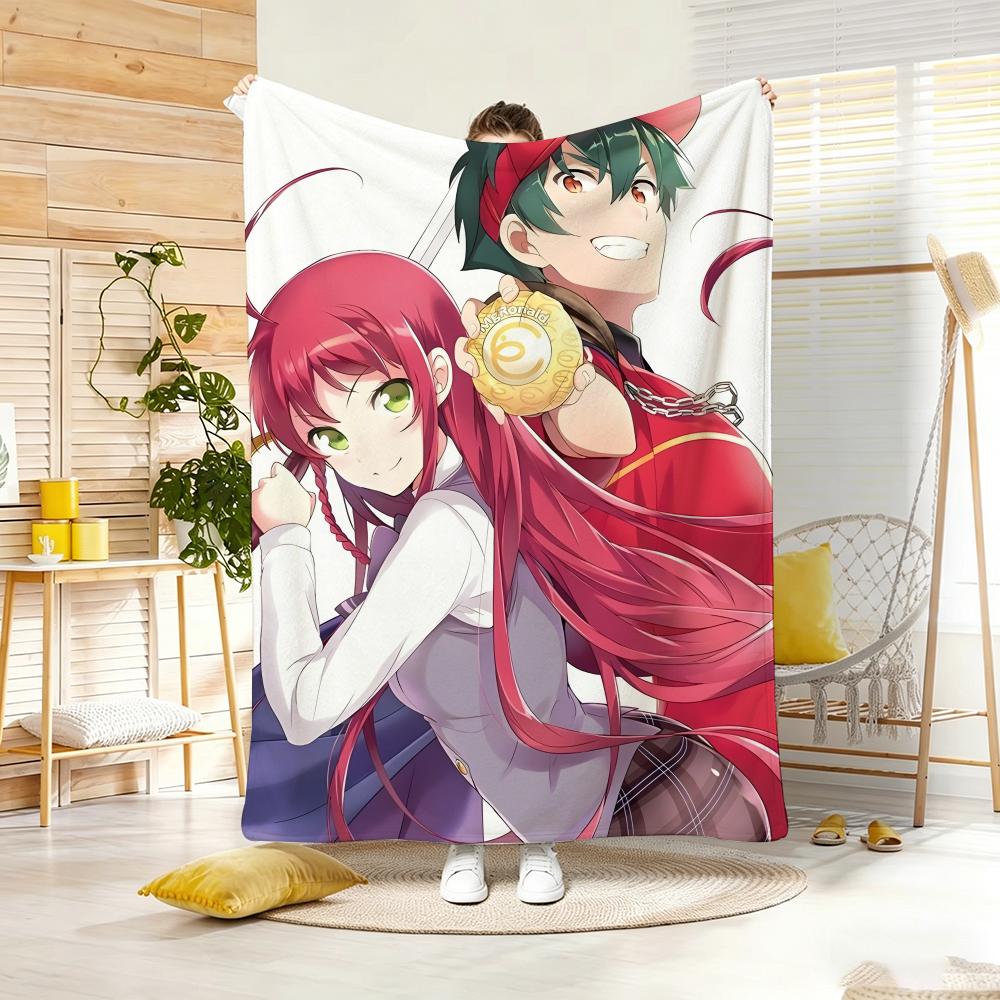 ANIME H-Hataraku Maou sama Throw Lightweight 240g Flannel Blanket Soft Skin-friendly for Summer Cooling