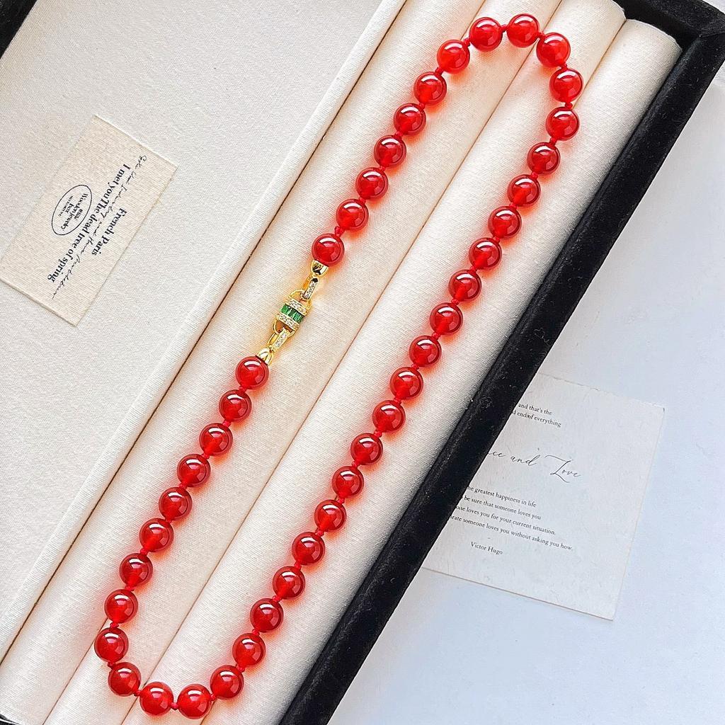 7A Style Retro Natural High Quality Pigeon Blood Red Carnelian Agate Design Sense Clavicle Chain Necklace Fidelity