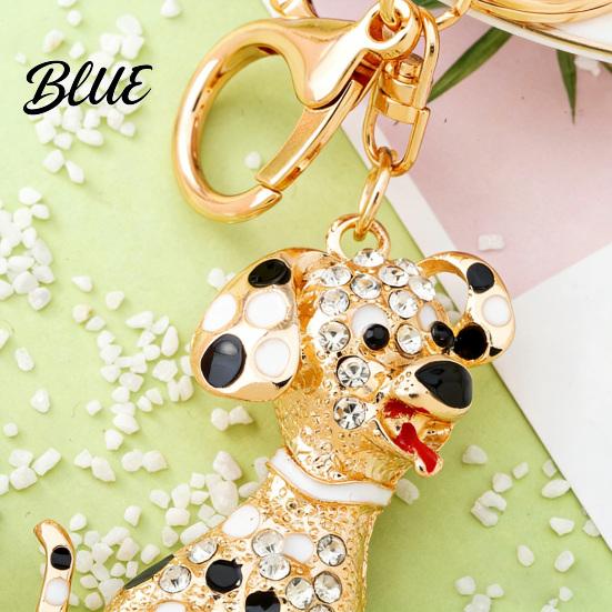 Alloy Keychain Pendant Rhinestones-Encrusted Cartoon Puppy Charm Key Chain Durable