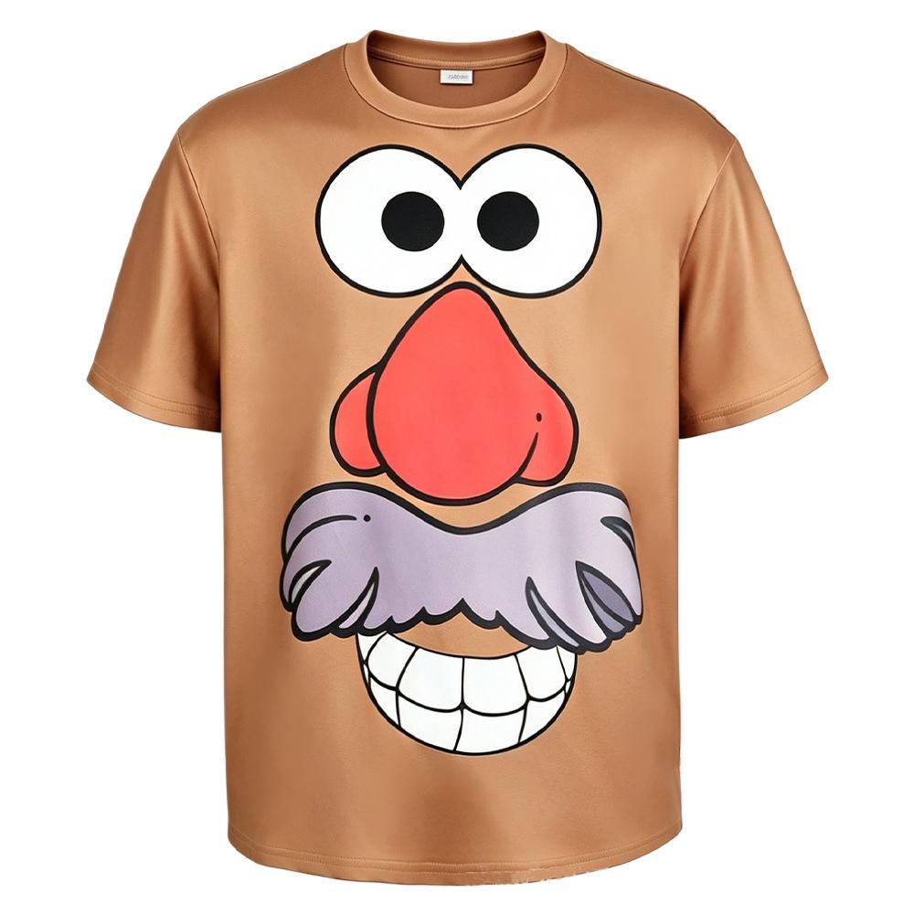 Animated Film Couple's Cosplay Costume T-shirts With Cartoon Face Prints Long-sleeve Short-sleeve Funny Summer Loungewear Tops