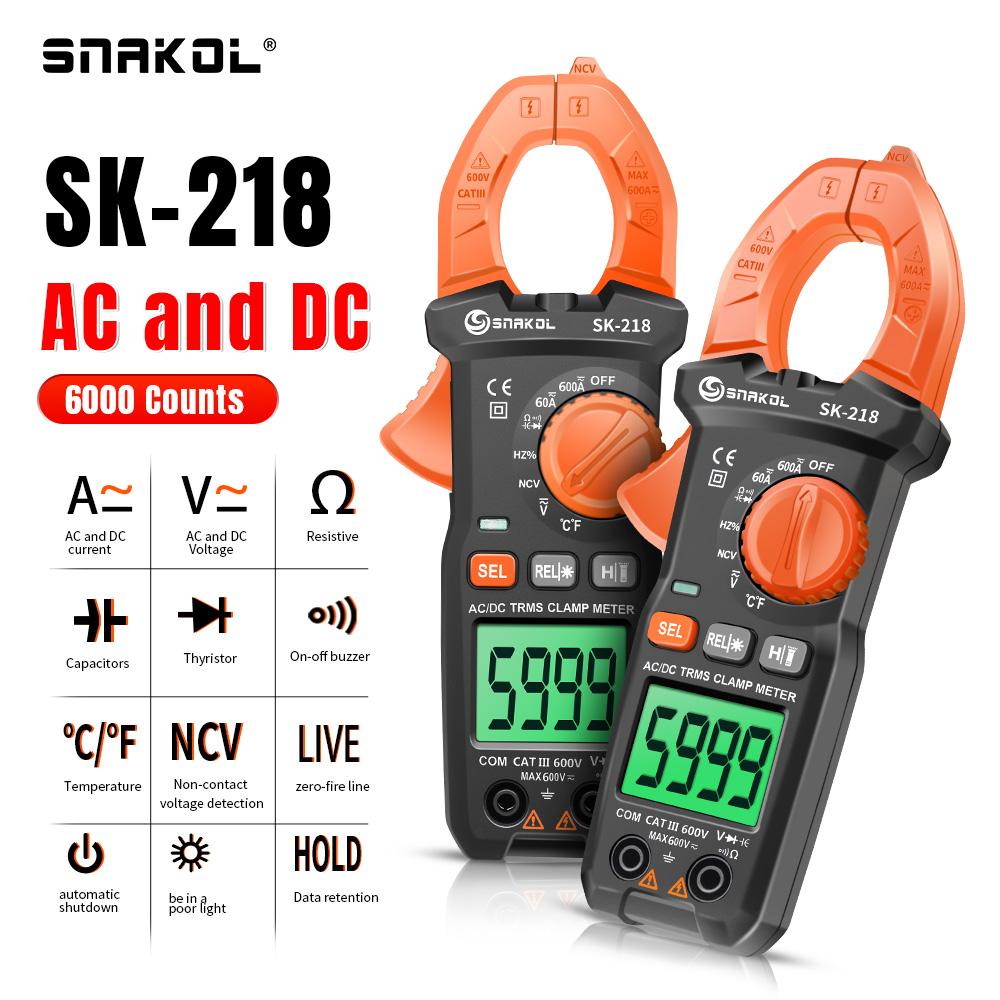 Цифровой токоизмерительный клещ 600A AC DC Ток 5999 отсчетов True RMS Мультиметр Амперметр Тестер напряжения Ампер Гц Емкость NCV Тест Ома