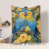 1pc Parrot Floral Lightweight Flannel Blanket, Comfortable and Warm Blanket, for Office and Camping Sofa Bed, Livingroom104