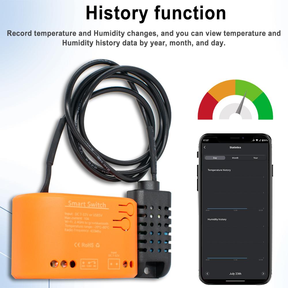 Tuya Wifi Датчик-выключатель температуры и влажности для аквариумов Мониторинг температуры воды Работает с Alexa Google Home 12В 24В 220В