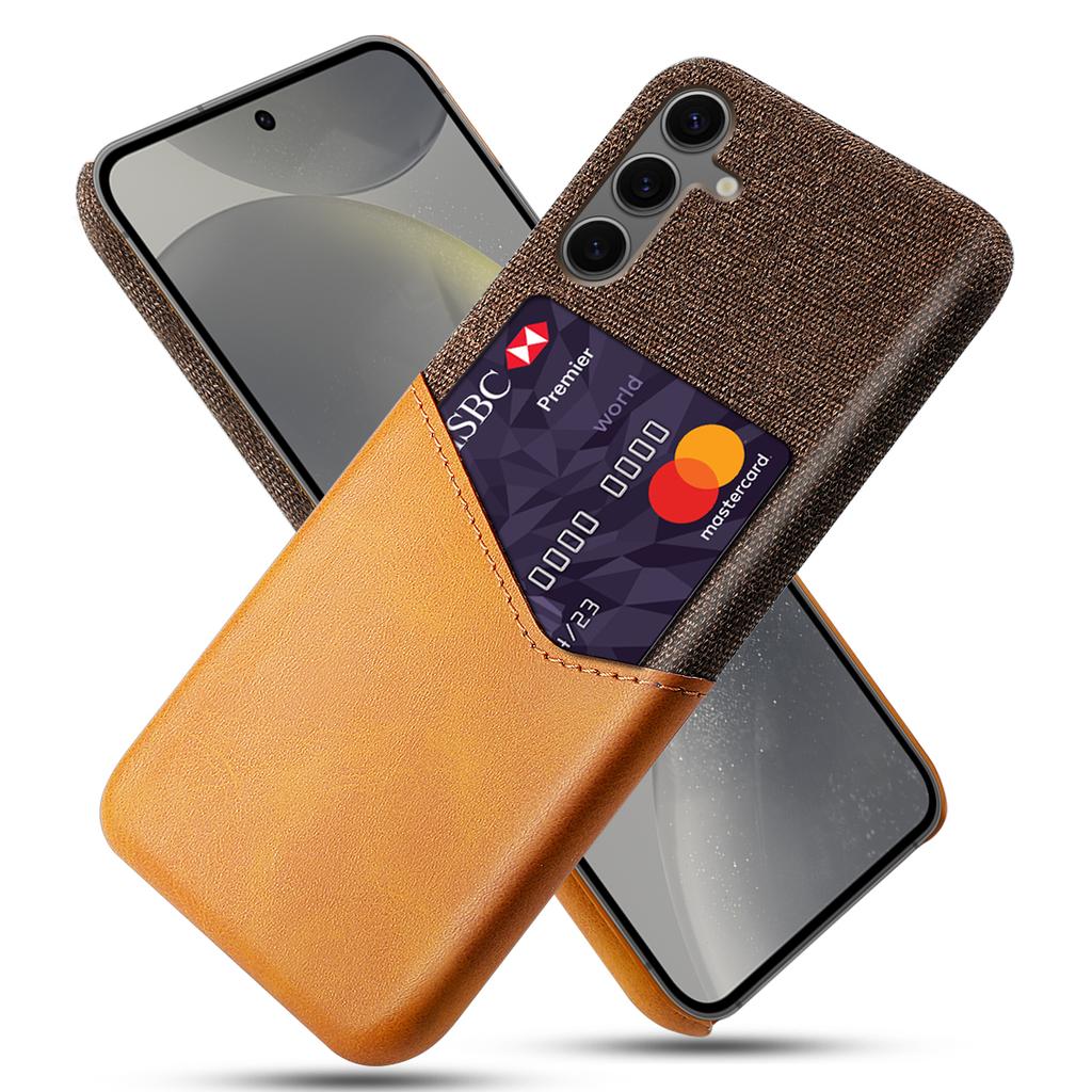 Для Samsung Galaxy S24 FE Чехол Тканевая текстура Искусственная кожа Жесткий ПК Слот для карт Чехол для телефона