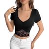 Lounge Wear Clothing Women's Lace Short Sleeve Stitching Pleated Slim-Fit Top  Beach