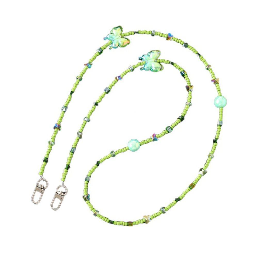 Ремешок для телефона с разноцветными бусинами-бабочками, анти-потеря, ремешок для мобильного телефона, подарок для девочек