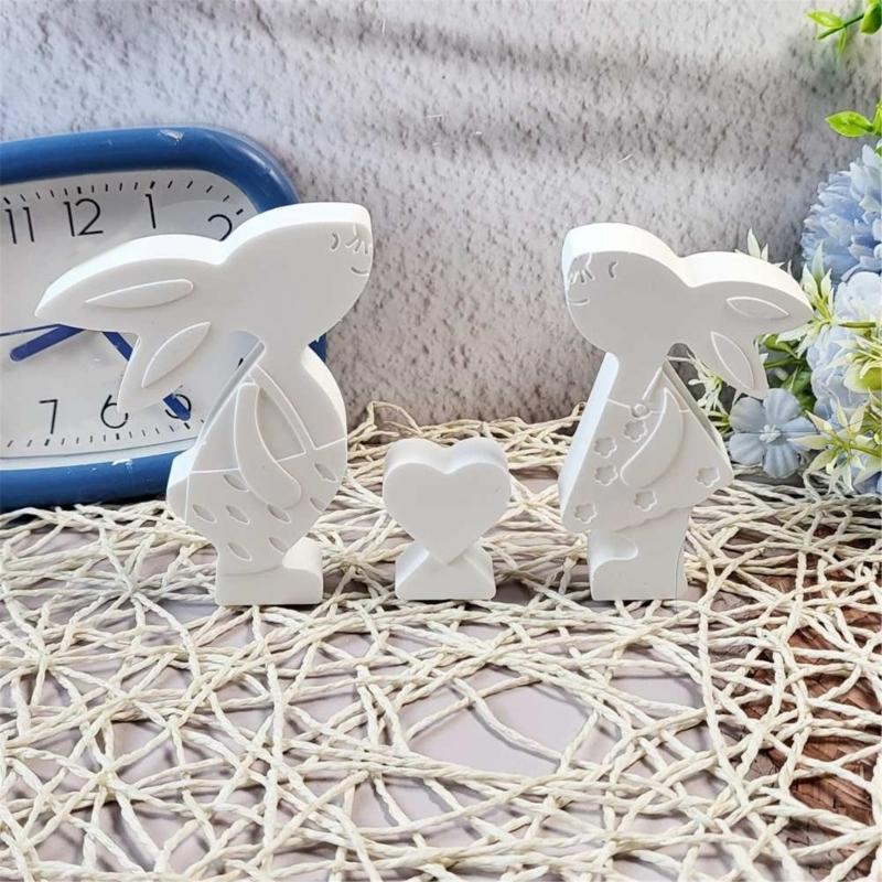 Bunnies Statue Silicone Candle Molds for Candle Soap Home Decoration Animal Shape Silicone Candle Molds for Epoxy Resin