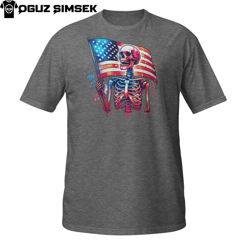 USA Skeleton Patriotic T-Shirt | Funny Fourth of July American Flag Skull Tee