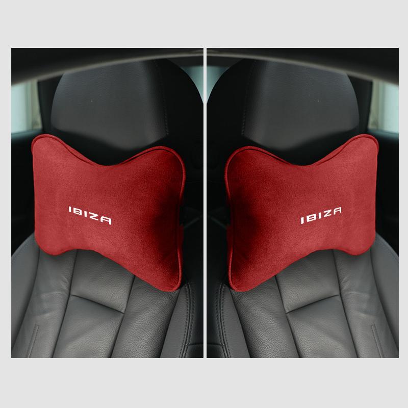 cydf10 Suede Headrest Car Breathable Memory Foam Neck Pillow For Seat Leon Ibiza Ateca Arona Toledo Altea Alhambra Interior Accessories