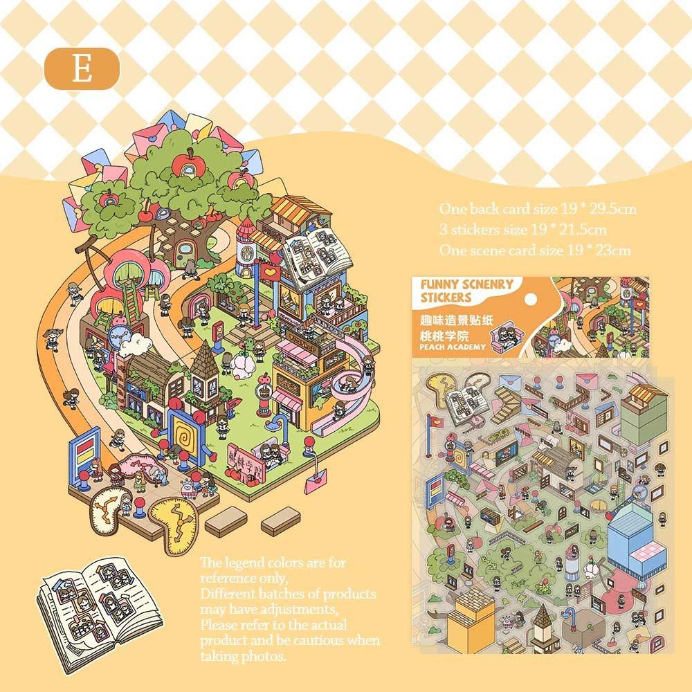 ПЭТ Трехмерная наклейка Визуальная укладка Миниатюрная наклейка со сценой Дети