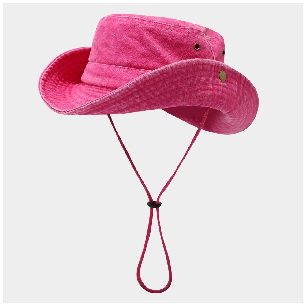 Washed Fisherman Cap Outdoor Bucket Hat Wide Brim Sun Protection Adjustable Drawstring Foldable Design for Fishing Hiking Unisex