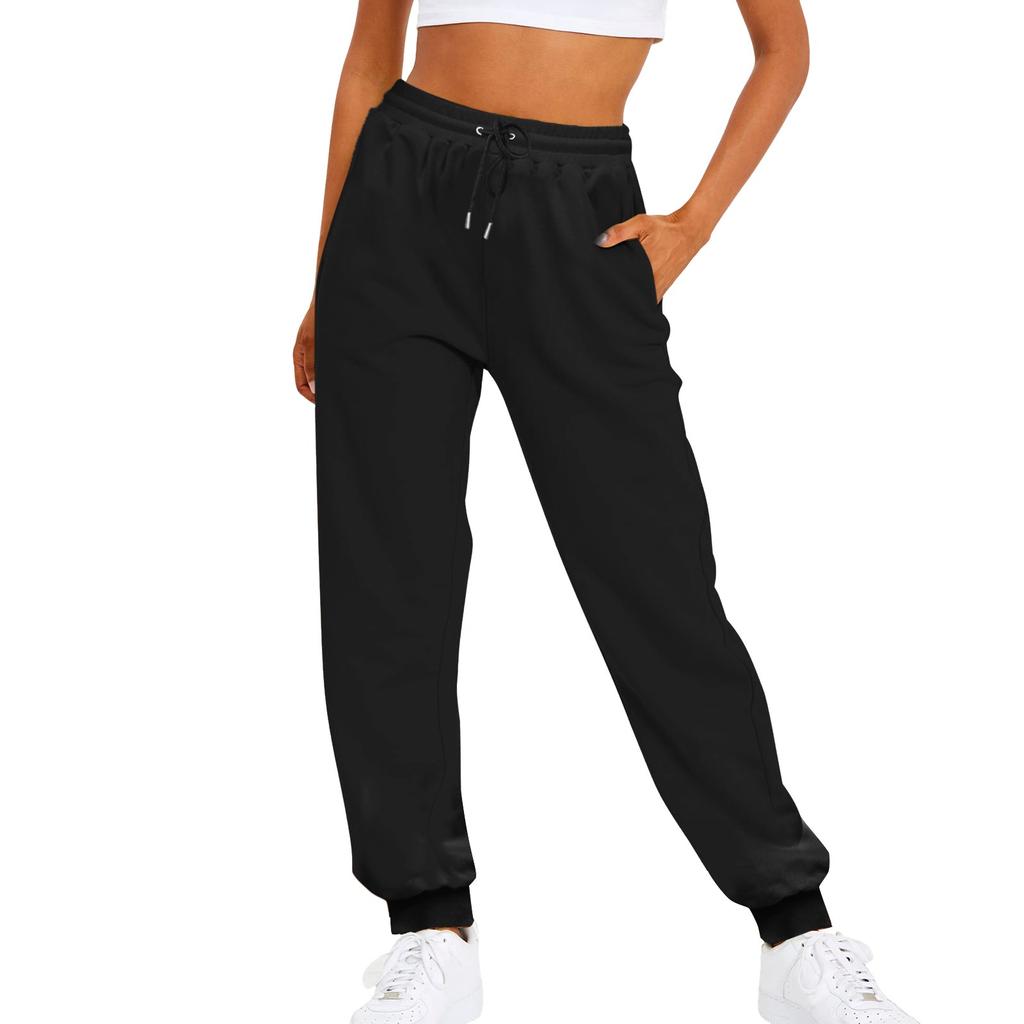 Women's Fashion Sport Solid Color Drawstring Pocket Casual Sweatpants Pants