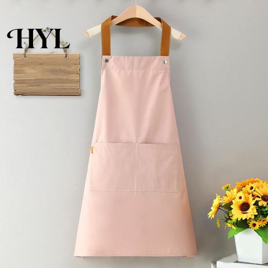 Oil-resistant Cooking Apron Solid Color Kitchen with Dual Pockets Waterproof Oil-proof Adjustable Fabric Breathable Men Women Chef Baking Bib
