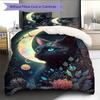 1PC Cute cat theme pattern Bedding Quilt Set Quilt Cover Pillowcase Home Decoration Birthday Gift (1 * duvet cover + 2 * pillowcase, without core)
