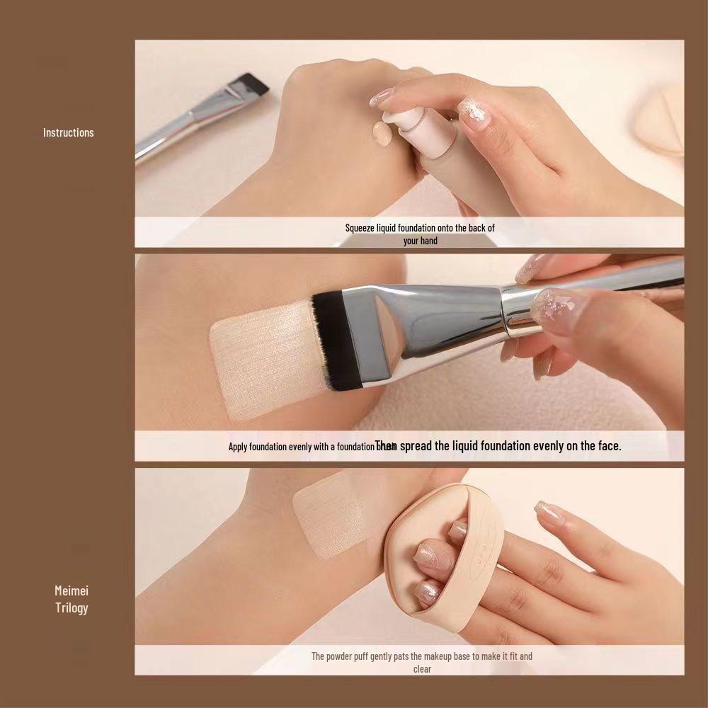 Single-Shape Flat Head Foundation Brush for Flawless Nude Skin and Light Concealer